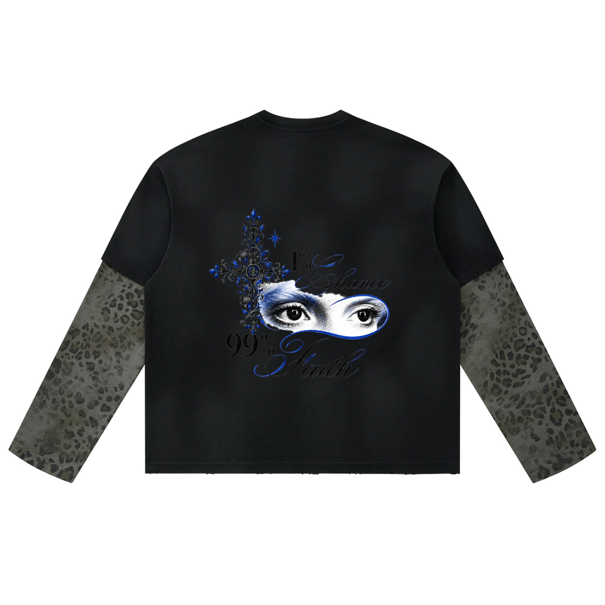 Stay Hungry Leopard Paneled Layer T-Shirt