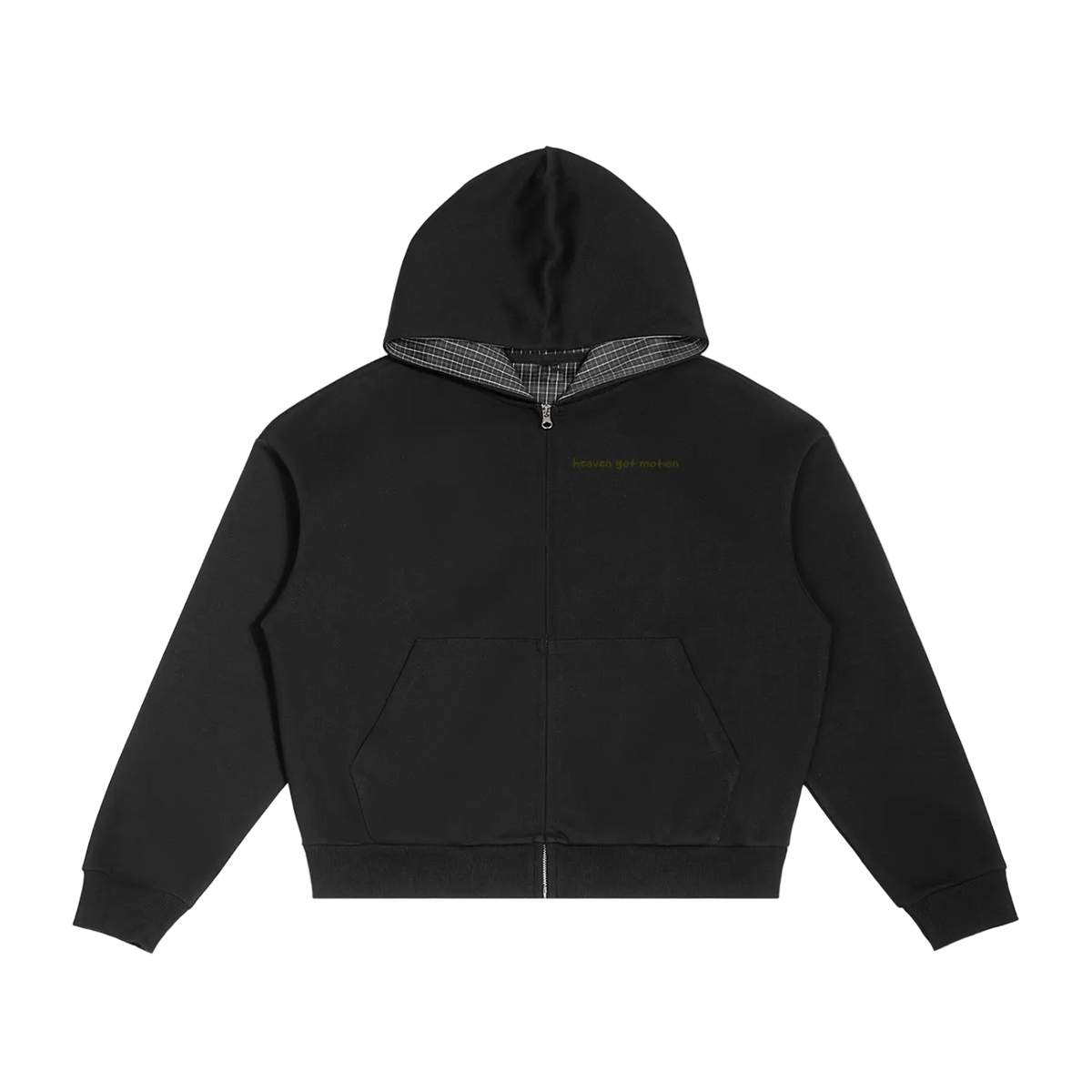 Made In The Image Of God Contrast Plaid Boxy Zip Hoodie