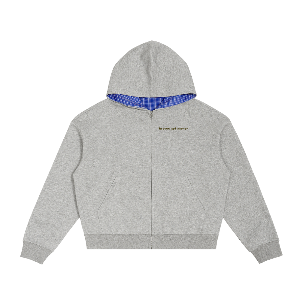 Made In The Image Of God Contrast Plaid Boxy Zip Hoodie