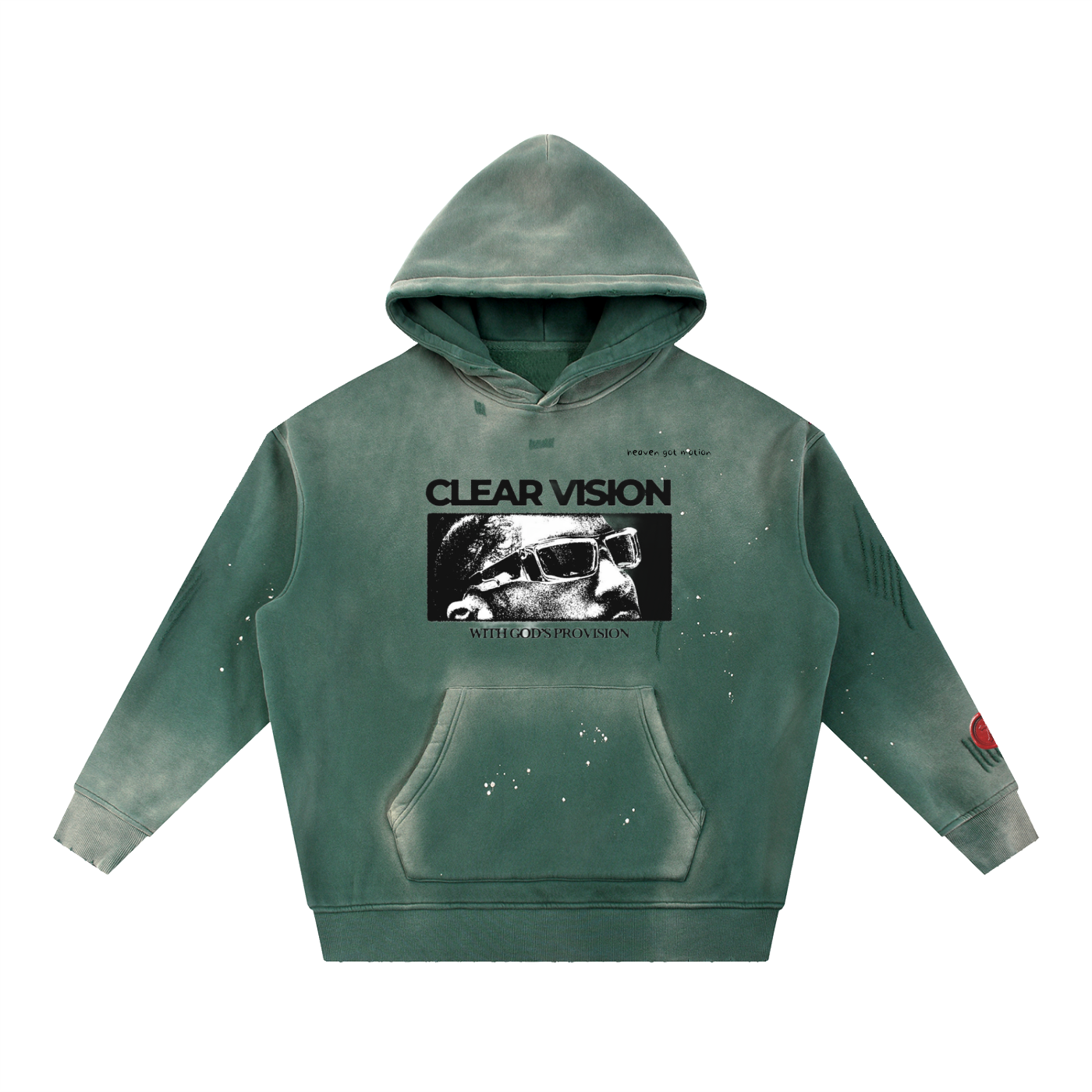 Vintage Washed Frayed Clear Vision With God's Provision Hoodie