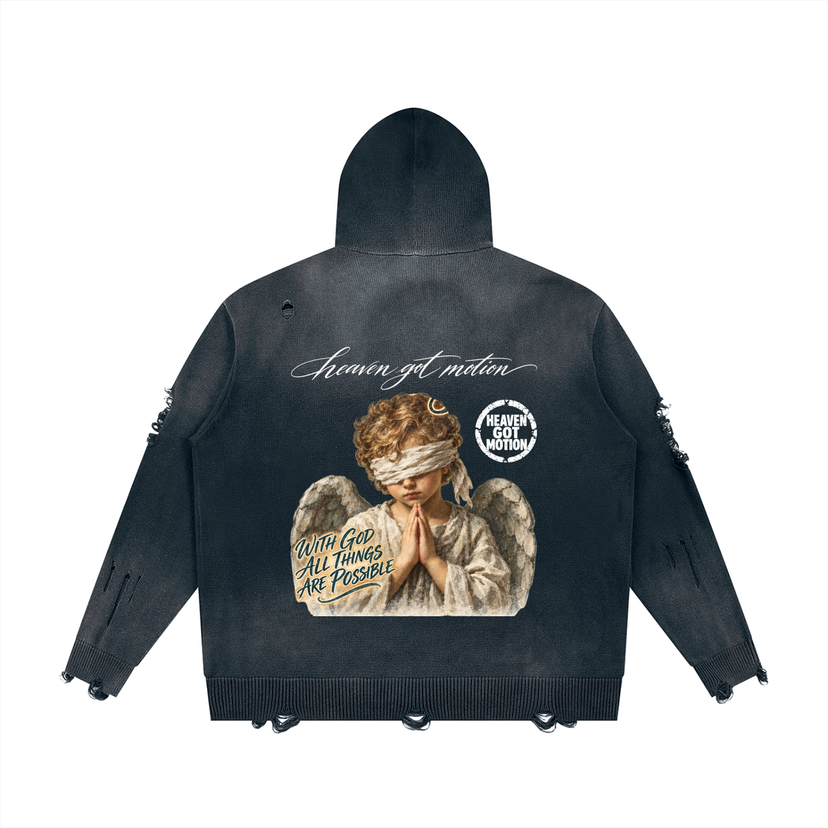 Child Of God Distressed Full Zip Sweater