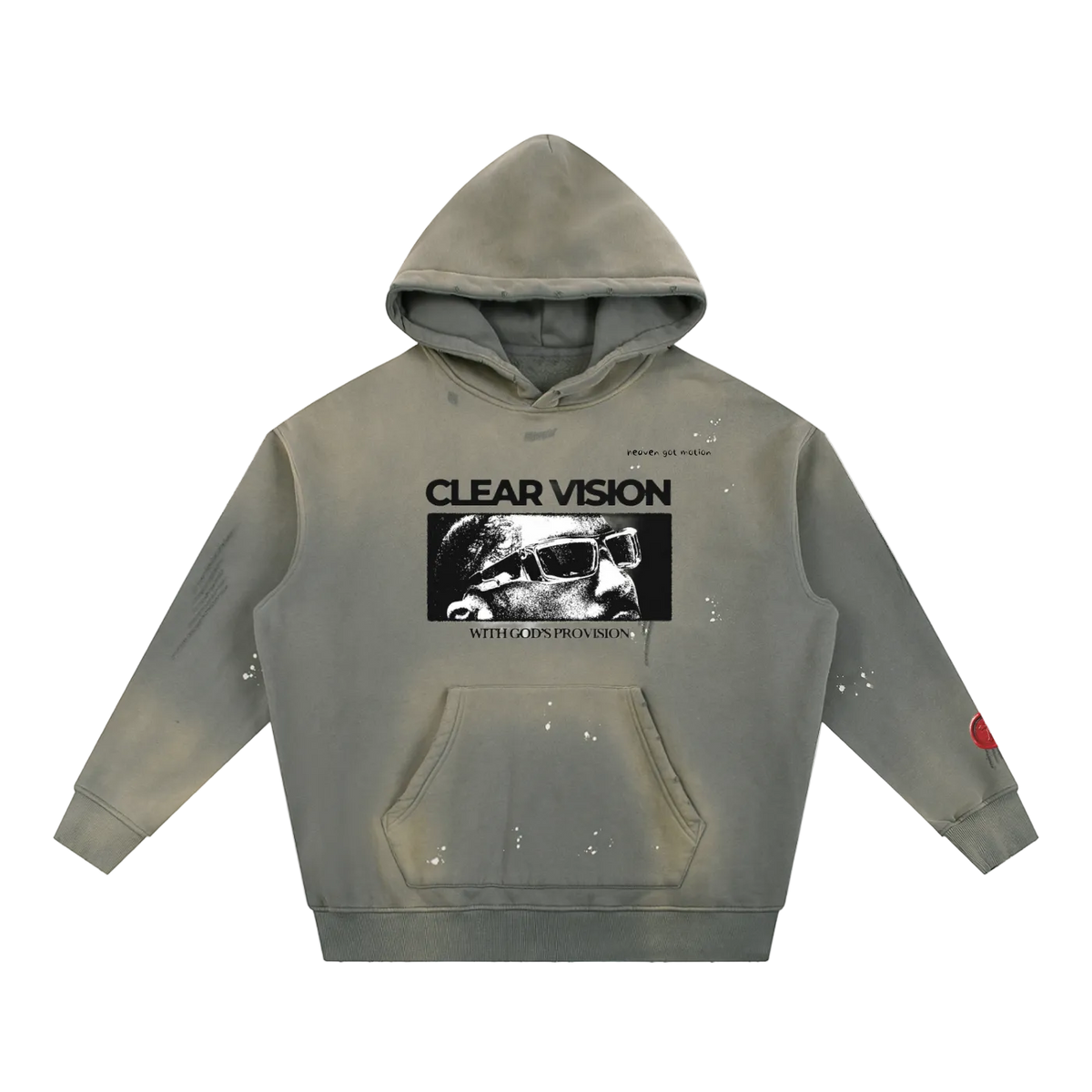 Vintage Washed Frayed Clear Vision With God's Provision Hoodie