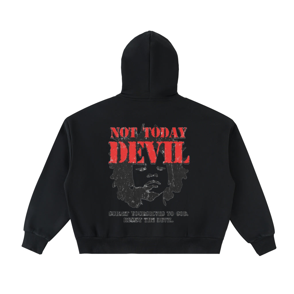 NOT TODAY DEVIL Boxy Full-Zip Hoodie
