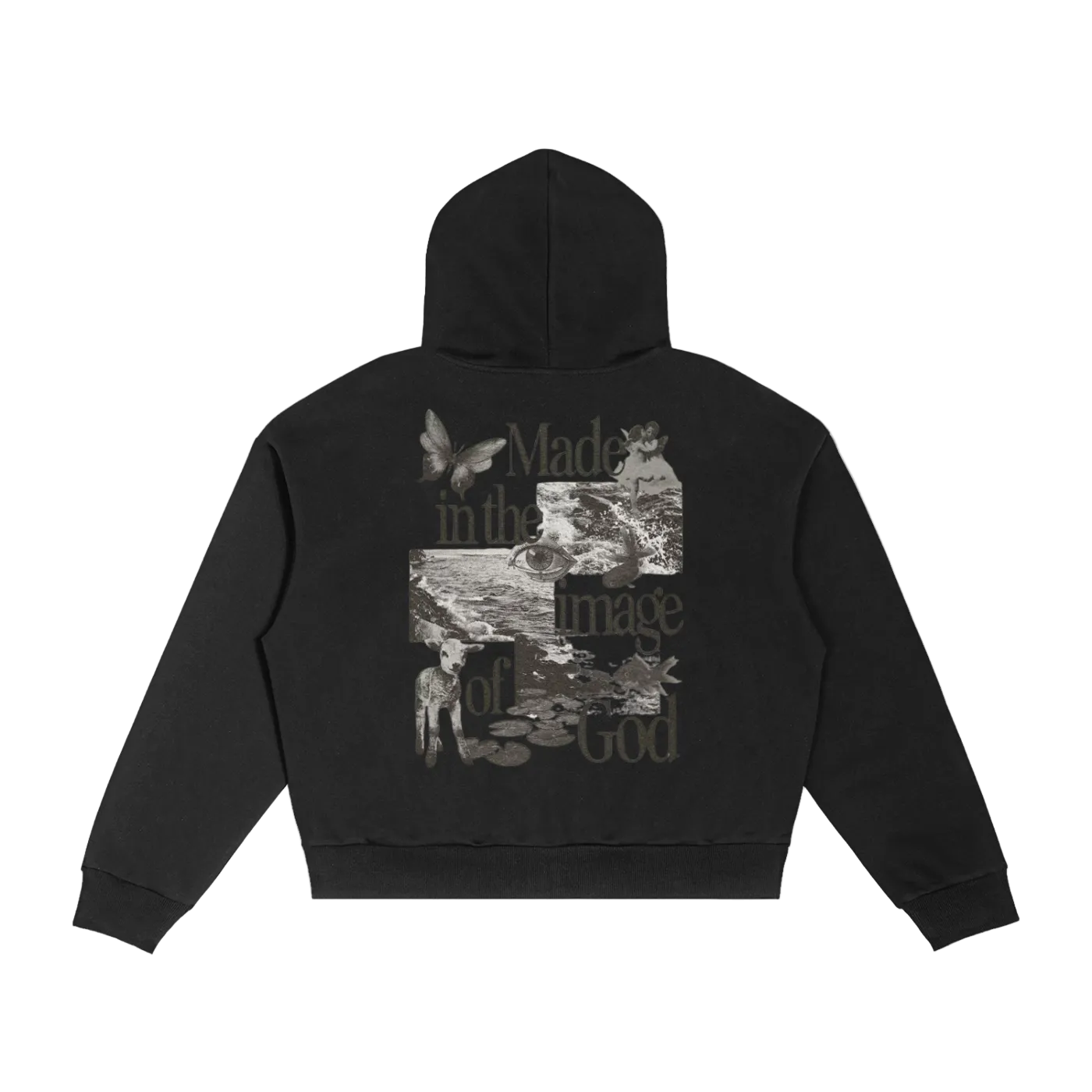 Made In The Image Of God Contrast Plaid Boxy Zip Hoodie