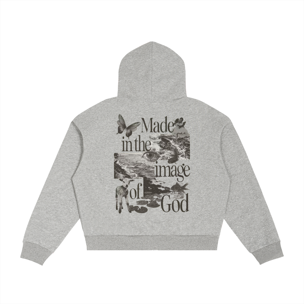 Made In The Image Of God Contrast Plaid Boxy Zip Hoodie