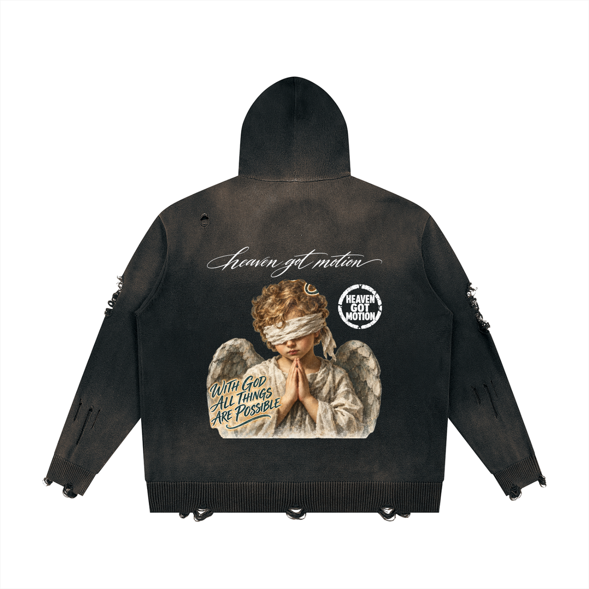 Child Of God Distressed Full Zip Sweater